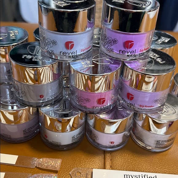 Revel Nail lot of 20 0.5oz Nail Powder Dip and swatches - Picture 2 of 4